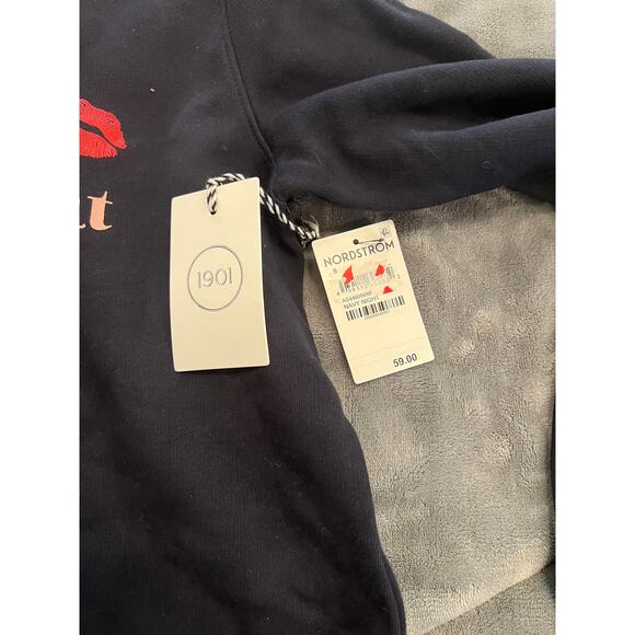 1901 NWT Graphic Black Fleece Lined Sweatshirt Size Small - Picture 5 of 11